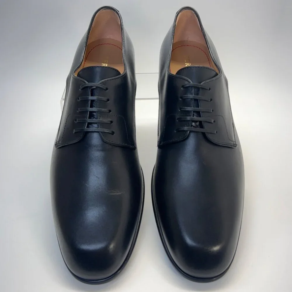 Salvatore Ferragamo Fosco Shoes Men Black Leather Shoes Size 9